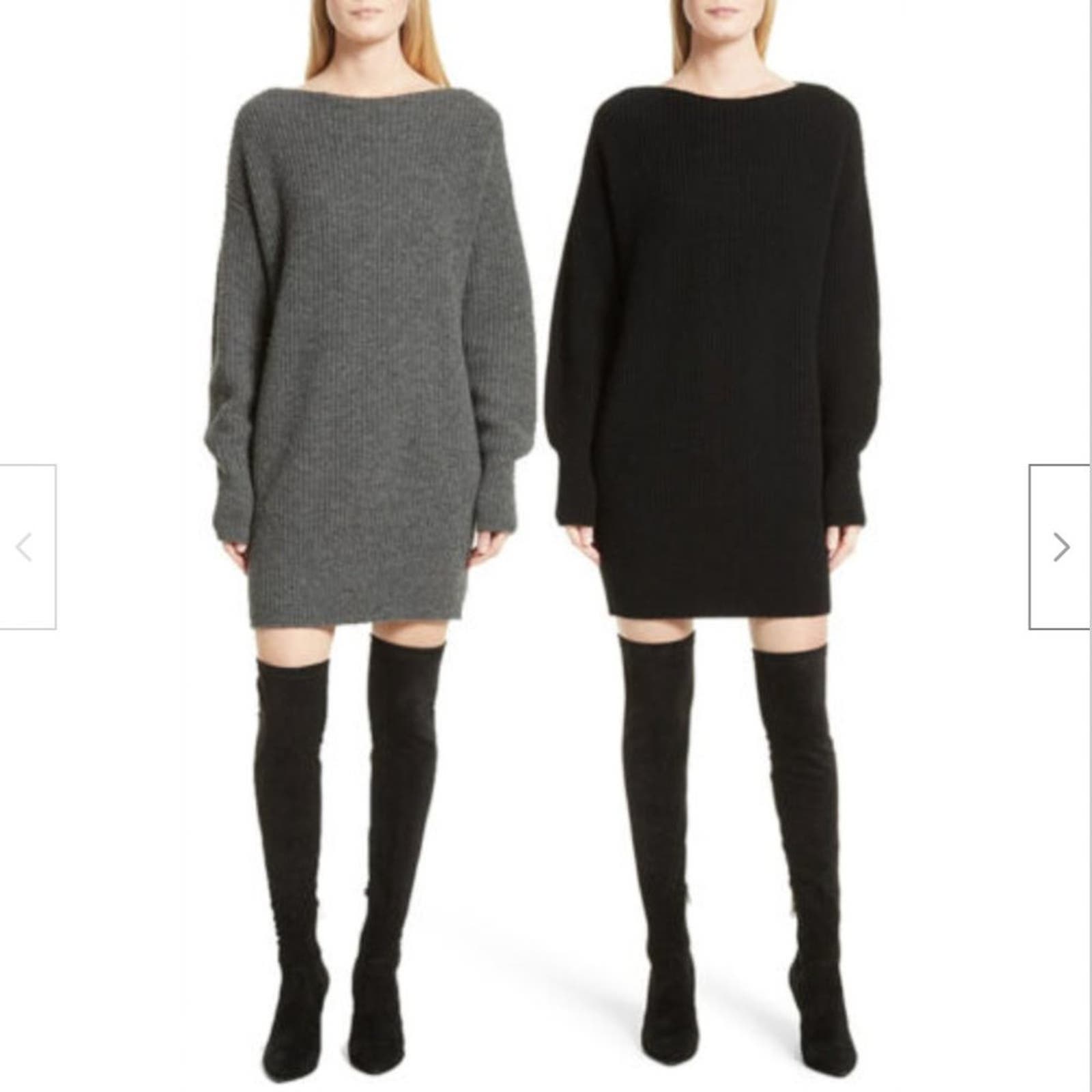 Theory Sweater Dress Cocoon Charcoal Wool Thick Chunky Medium